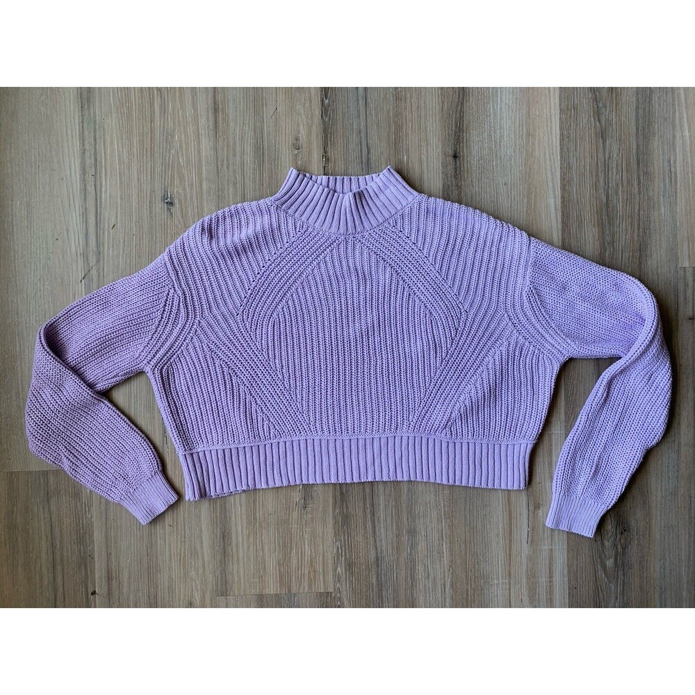 Aeropostale Lavender Fair Isle Mock Turtleneck Cable Knit Sweater Women's Sz MED